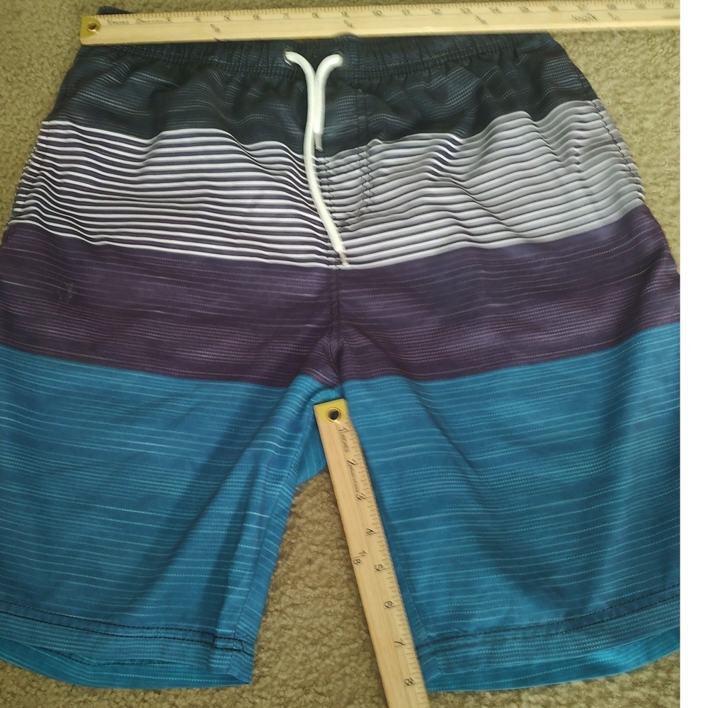 Holishort Swim Trunks Mens‎ XL Blue Purple Black Excellent Striped Board Shorts